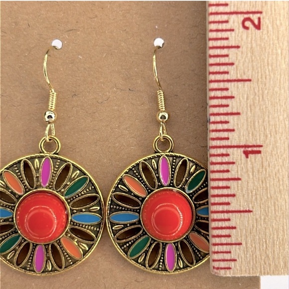 🎆 3 for $20 🎆  Bohemian Elegant Drop Dangle Earrings Zinc with Mosaic Design - Picture 2 of 2